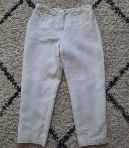 Talbots white linen cropped relaxed fit pants